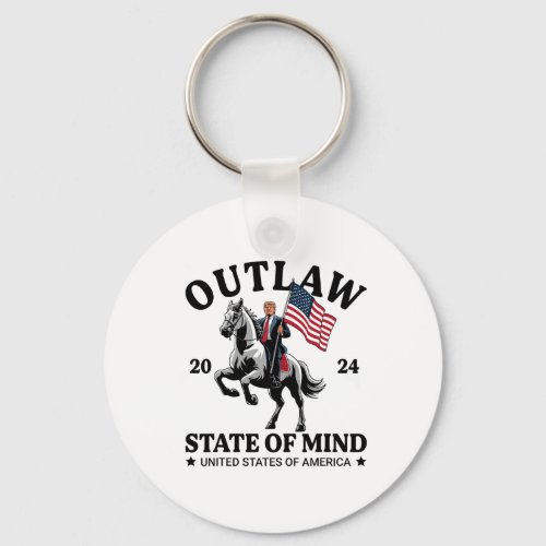 State Of Mind Western Funny Trump Riding Horse Dad Keychain