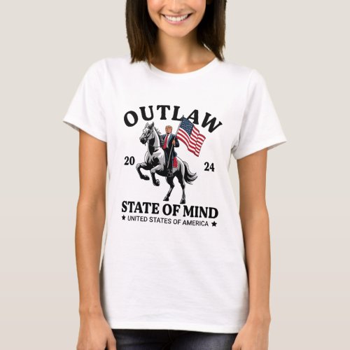 State Of Mind Western Funny Trump Riding Horse Dad T_Shirt