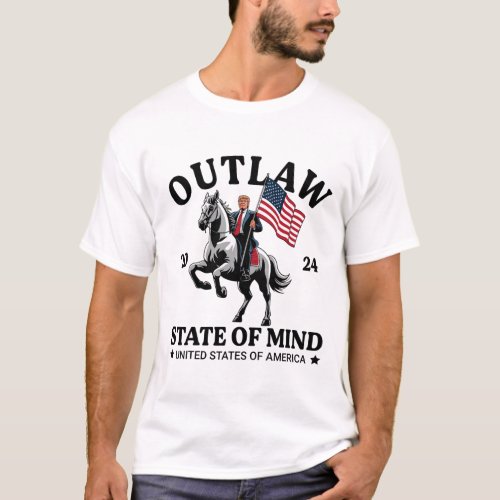 State Of Mind Western Funny Trump Riding Horse Dad T_Shirt