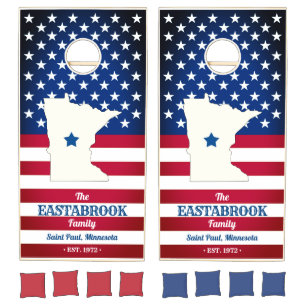 State of Minnesota Personalized US Flag Cornhole Set