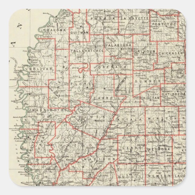 State of Mississippi Square Sticker (Front)