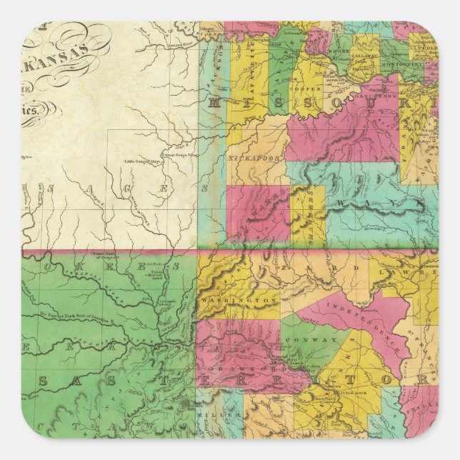 State of Missouri and Territory of Arkansas Square Sticker (Front)