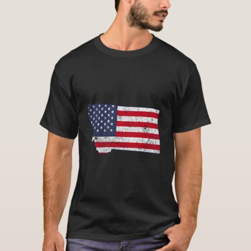 State Of Montana Outline With Us Flag Add026A T_Shirt