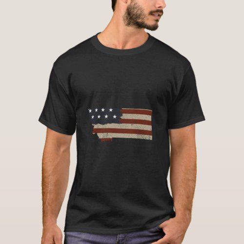State Of Montana Patriotic Usa Flag For  T_Shirt
