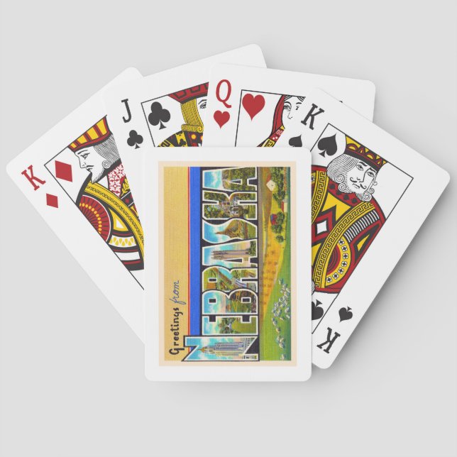 State of Nebraska NE Vintage Large Letter Postcard Poker Cards (Back)