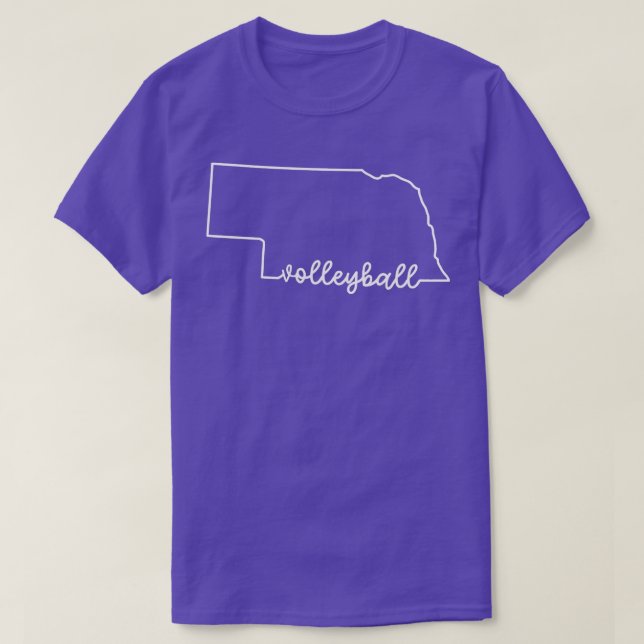 State of Nebraska Outline with Volleyball Script A T-Shirt (Design Front)