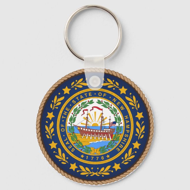 State of New Hampshire Flag Seal Keychain (Front)