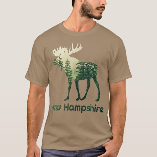 State Of New Hampshire Moose Forest Tree Hunter Wi T_Shirt