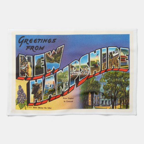 State of New Hampshire NH Vintage Travel Souvenir Kitchen Towel