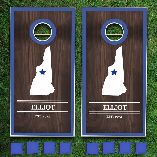 State of New Hampshire Personalized Woodgrain Cornhole Set