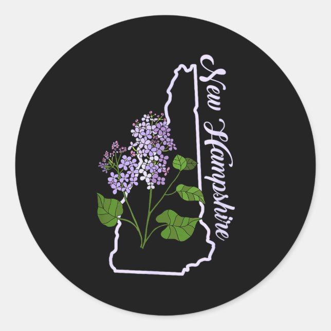 State Of New Hampshire Purple Lilac Flower  Classic Round Sticker (Front)
