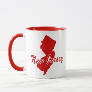 State Of New Jersey Shape Red Mug