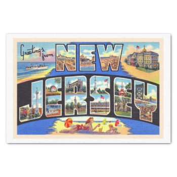 State Of New Jersey Vintage Large Letter Postcard Tissue Paper by AmericanTravelogue at Zazzle