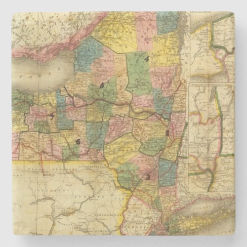 State of New York by DH Burr Stone Coaster