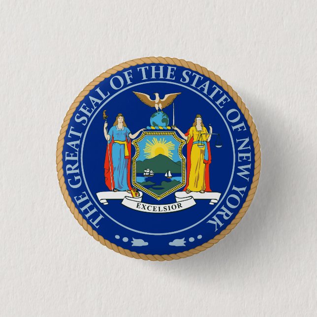 State of New York Flag Seal Button (Front)