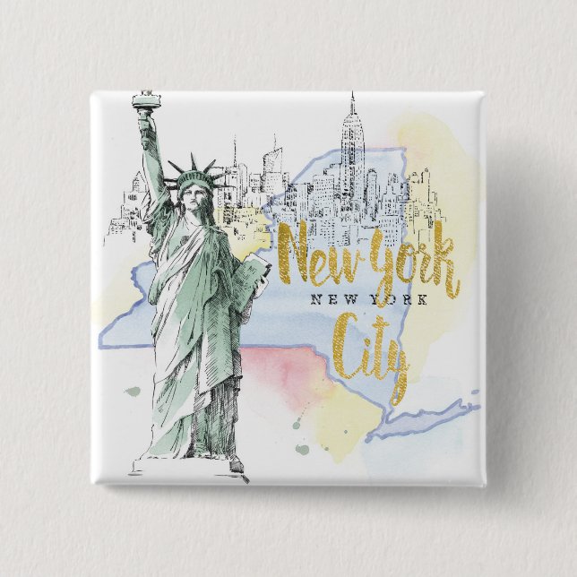 State of New York | Statue of Liberty Button (Front)