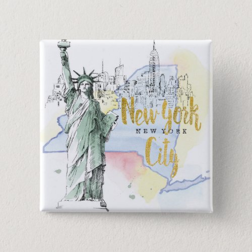 State of New York  Statue of Liberty Button
