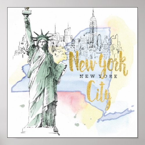 State of New York  Statue of Liberty Poster