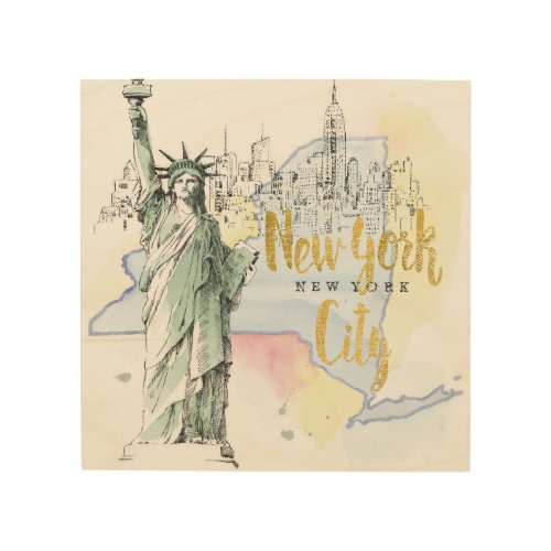 State of New York  Statue of Liberty Wood Wall Decor