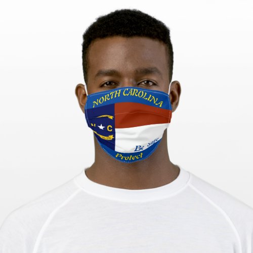 State of North Carolina Flag on Blue Adult Cloth Face Mask