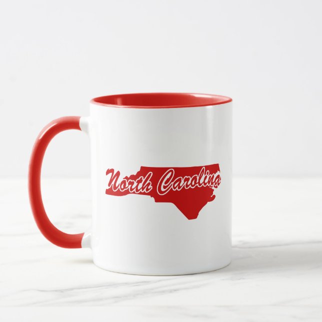 State Of North Carolina Shape Red Mug (Left)