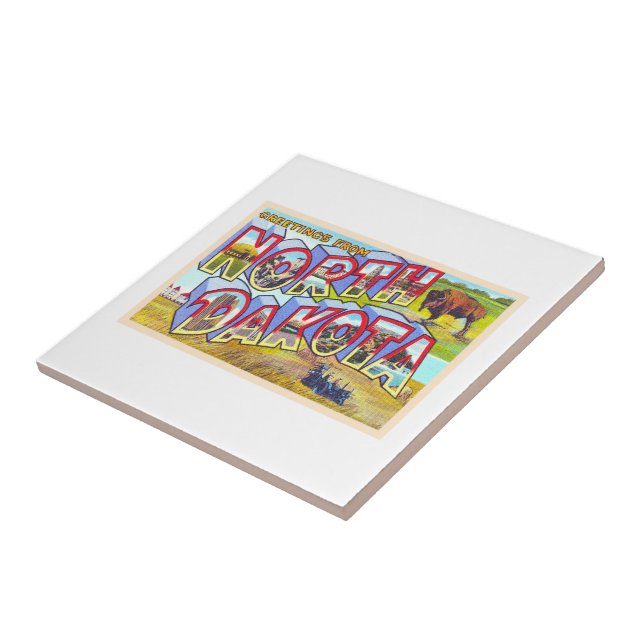 State of North Dakota ND Large Letter Postcard Ceramic Tile (Side)