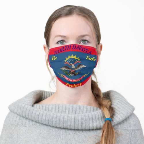 State of North Dakota on Red Adult Cloth Face Mask