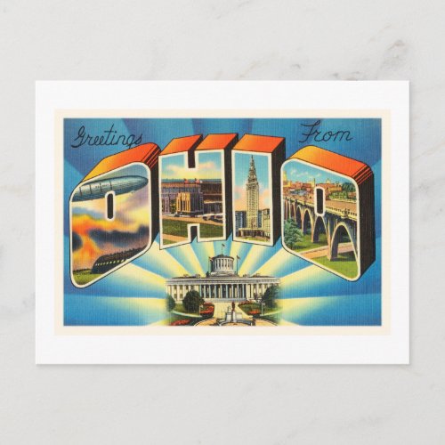 State of Ohio 2 OH Old Vintage Travel Souvenir Postcard