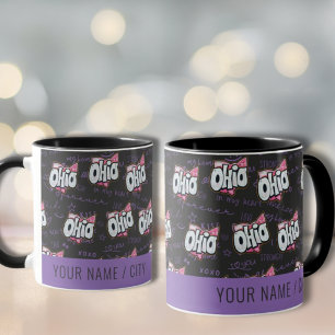 State of Ohio black purple pink pattern Mug