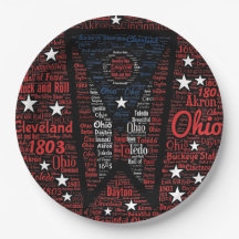 State of Ohio Buckeyes Paper Plates 9"