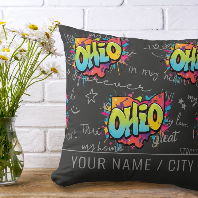 State of Ohio graffiti home decor decoration  Throw Pillow (Creator Uploaded)