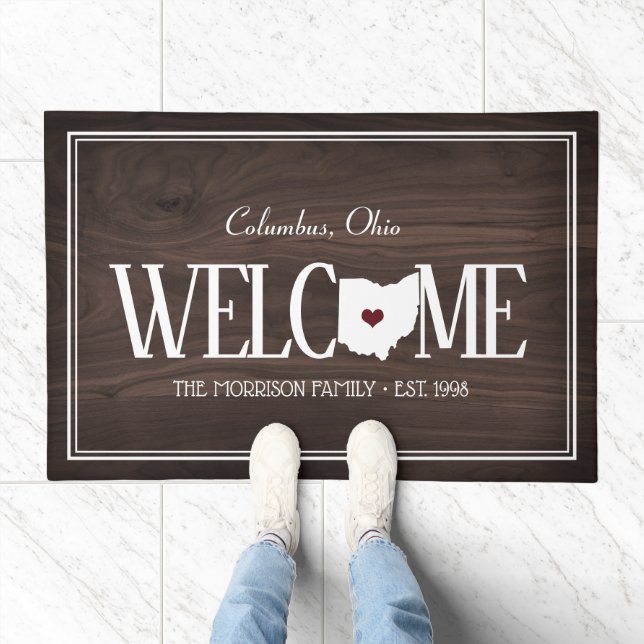 State of Ohio Personalized Woodgrain Doormat (Indoor)