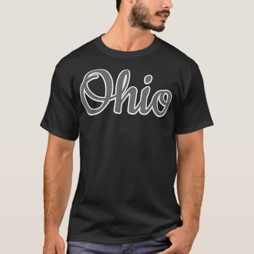 State of Ohio Pride Script Text Design Ohioan  T_Shirt