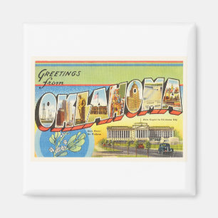 State of Oklahoma OK Old Vintage Travel Souvenir Magnet