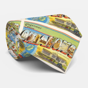 State of Oklahoma OK Old Vintage Travel Souvenir Tie