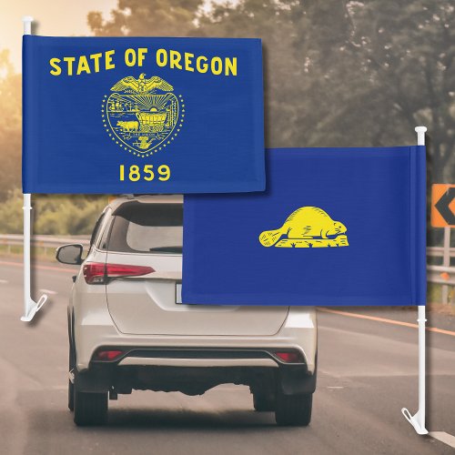 State of Oregon Double Sided Car Flag