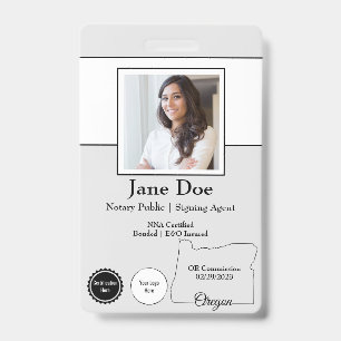 State of Oregon Notary Public Badge with QR Code