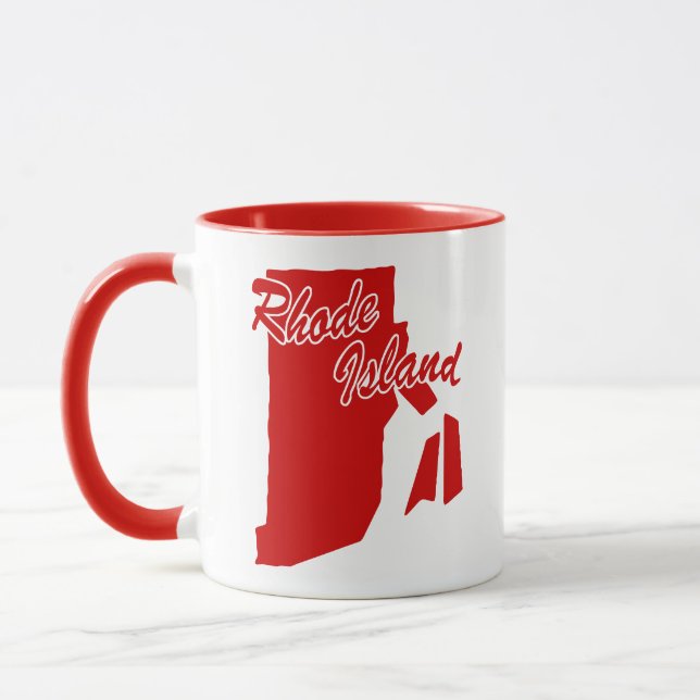 State Of Rhode Island Shape Red Mug (Left)