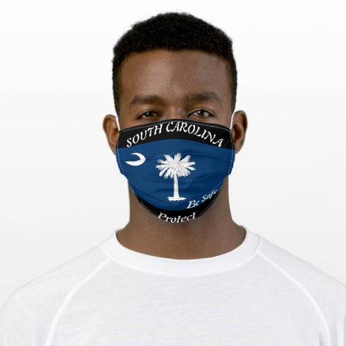 State of South Carolina Flag on Black Adult Cloth Face Mask