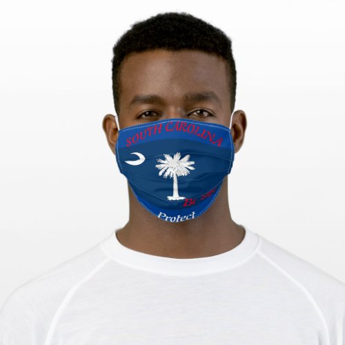 State of South Carolina Flag on Blue Adult Cloth Face Mask