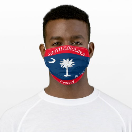 State of South Carolina Flag _Red White Blue Adult Cloth Face Mask