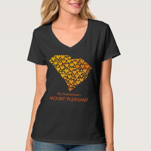 State of South Carolina Silhouette Hearts Hometown T_Shirt