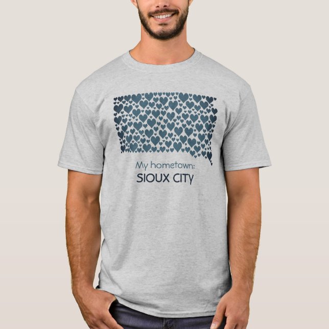 State of South Dakota Silhouette Hearts & Hometown T-Shirt (Front)
