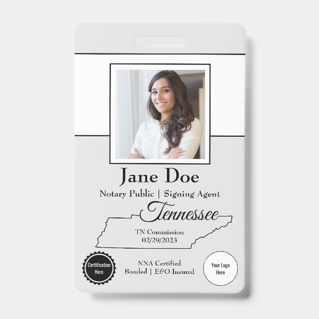 State of Tennessee Notary Public Badge w/ QR Code (Front)