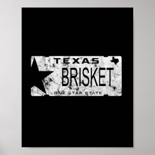 State Of Texas Brisket License Plate Bbq Pitmaster Poster