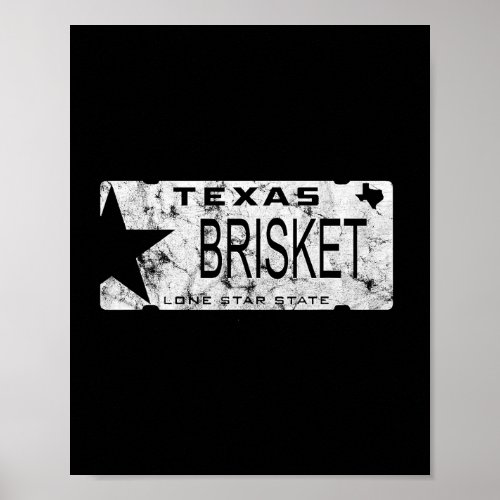 State Of Texas Brisket License Plate Bbq Pitmaster Poster