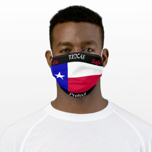 State of Texas Flag on Black Adult Cloth Face Mask