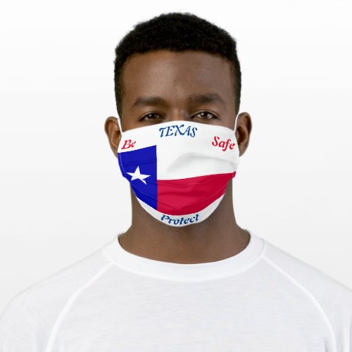 State of Texas Flag on White Adult Cloth Face Mask