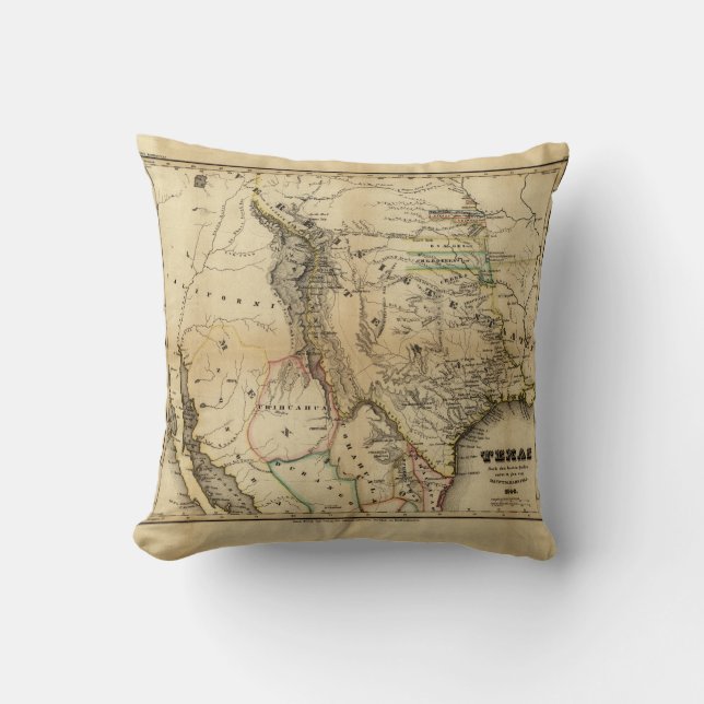 State of Texas Map (1846) Throw Pillow (Front)