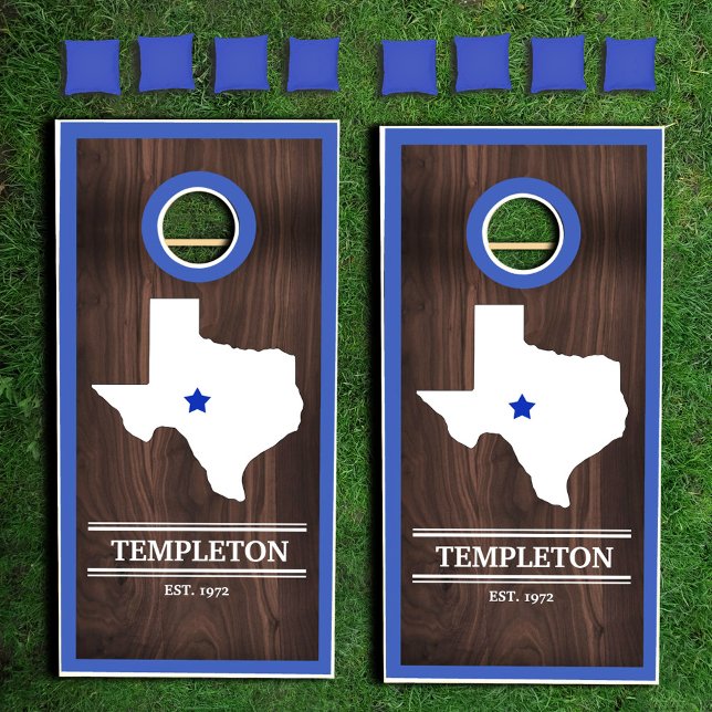 State of Texas Personalized Woodgrain Cornhole Set (Creator Uploaded)